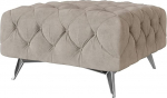 S-Style M&ouml;bel Maria Chesterfield Stool Pouf Footstool Padded Seat Pouf Upholstered Stool for Living Room Bedroom 80 x 80 x 45 cm Dark Cream