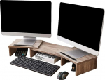Laurel & Mason puidust kahe monitori stend, reguleeritav 3 riiuliga laua t&otilde;stuk koos nutitelefoni hoidjaga 2 monitorile, lauaorganisaator s&uuml;learvuti, arvuti, arvuti jaoks (valge tamm)
