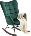 MEUBLE COSY kiiktool, l&otilde;&otilde;gastav tool k&auml;etugede ja pehmendusega istmega elutuppa, magamistuppa, metallist raam ja puidust alus, samet, roheline, puit, 66 x 84 x 97 cm.