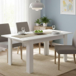 Dmora - Caladora pikendatav laud, mitmekordselt reguleeritav pikendatav konsool, s&ouml;&ouml;gilaud pikendusega, 140/190 x 90 x 77 cm, valge