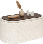 PINPLUS panipaigaga pink, ovaalne polsterdatud pink, kokkupandav jalutuspink, voodipink bukleekangast, magamistuppa, elutuppa, valge, 76 x 38 x 38 cm.