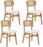 Ya-Home s&ouml;&ouml;gitoa toolid komplekt 4 Faux Fur k&ouml;&ouml;gitooli koos seljatoega aktsent toolid rotangist polsterdatud tooli t&auml;ispuidust jalgadega s&ouml;&ouml;gituppa/elutuppa/k&ouml;&ouml;ki, beež