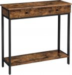 LUNAIZHUO Industrieller Konsolentisch, Schmaler Konsolentisch mit 2 Schubladen, Rustikales 2-st&ouml;ckiges Regal f&uuml;r Flur, Wohnzimmer, Eingangsbereich, Korridor Oder B&uuml;ro(100cm/39in)