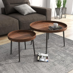 Nisttische 2er-Set, moderner runder Couchtisch, rustikaler industrieller Beistelltisch f&uuml;r Wohnzimmer, Schlafzimmer, Couch, Sofa, kleiner Raum