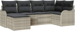 6-teiliges Garten-Sofa-Set mit Kissen, hellgraues Poly-Rattan, 2-Sitzer Garten-Sofa mit Kissen, hellgraues Poly-Rattan Gartenlounge Model3345772