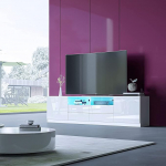 BESTWANTED LED teleri statiiv TV kapp TV &uuml;ksus 180 cm kaasaegne valge k&otilde;rgl&auml;ikega matt korpus 2 ukse ja 4 sahtliga magamistoa elutoa kodum&ouml;&ouml;bel (valge)