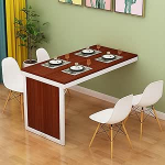 N&auml;htamatu kokkupandav seinale paigaldatav k&ouml;&ouml;giriiul Teak & valge raam SpaceSaving puidust laud s&ouml;&ouml;gilaua jaoks V&auml;ike kodu r&otilde;du mitmek&uuml;lgne ja stiilne disain