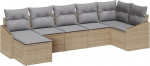 Rantry 7-teiliges Garten Sofa Set mit Kissen Beige Poly-Rattan Gartenlounge Model3346810