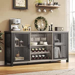 Launica Industrial Coffee Bar Cabinet, Sideboard, Buffet Cabinet viinale ja klaasidele, Rustic Wine Bar Cabinet with Storage Rack, Console, Liquor Bar for Home, Kitchen, Dining Room, Light Grey