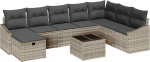 9-teiliges Garten-Sofa-Set mit Kissen, hellgrau, Poly-Rattan Gartenlounge Model3359341