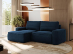 MKS MEBLE magamisfunktsiooniga diivan, nurgadiivan magamisfunktsiooniga ja voodikastiga, 3-kohaline diivan, diivanvoodi, diivanvoodi, diivanvoodi voodikastiga, Belluno, tumesinine, samet, vasakpoolne