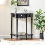 Schmale Konsolentische f&uuml;r den Eingangsbereich, Halbrunder Konsolentisch aus Massivholz im franz&ouml;sischen Stil mit Schubladen, dekorativer Tisch mit abgerundeten Ecken f&uuml;r Flur, Schlafzimmer,