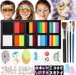 Janolia laste n&auml;omaali komplekt, vikerkaarev&auml;rvid, vee baasil karnevali meik, teatri meik, Fancy Dress Make-Up n&auml;omaali, ideaalne laste meikide komplekt Halloweeni karnevali jaoks.