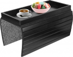 jackfru Sofa Tray Sofa Backrest Shelf Sofa Tray with Wooden Bamboo Couch Tray Armrest, Non-Slip Couch Armrest Table Sofa Drink Holder Shelf (Black)