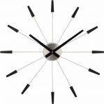 NexTime wall clock PLUG INN, very silent, black, made of stainless steel, &oslash; 58 cm