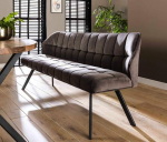 Beauty.Scouts Bodaway Bench - Anthracite Velvet, Steel Frame - Robust Dining Room and Couch Bench, 180 x 58 x 81 cm