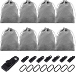 Grillix Portable Gazebo Weights with 8 Sandbags, 8 Carabiner Hooks and 8 Clips, Ideal for Protecting Tents, Gazebos, Parasols, Ladders etc.