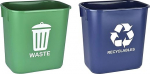Acrimet 3.25 Gallon/13 Quart/12 Litre Plastic Waste Paper Bin (Green and Blue) (Set of 2)