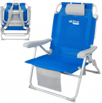 AKTIVE Folding and Lounger Beach Chair with 5 Positions, XXL Seat and Height, Portable and Foldable 55 x 66 x 86 cm, Includes Cushion, 1 Bag, 1 Zip Pocket and Tilt Protection, Beach Chairs (62633)