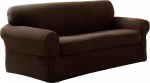 MAYTEX Pixel Ultra Soft Stretch 2 Piece Sofa Furniture Cover Slipcover, Chocolate Brown