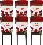 6 Pieces Christmas Chair Back Covers Removable Dining Chair Slipcovers Christmas Decoration for Home Dining Room Kitchen Party Snowman