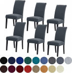 Howhic Dining Room Stretch Chair Covers Set of 6 Removable Washable Dining Chair Covers Dining Chair Covers Seat Protector Great Home Decoration and Banquet Upholstery (Grey, 6 Pack)