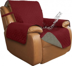 ISSUNTEX Double Protection 100% Waterproof Living Room Reversible Furniture Protector Recliner Couch Sofa Slipcover for Dogs Pets Kids (Oversized Lounger, Christmas Red/Beige)