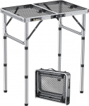 Anbte matkalaud Kokkupandav laud 3 reguleeritava k&otilde;rgusega alumiiniumist grill-laud 60 x 40 cm kohvrilaua metallist v&otilde;rklaua peal kerge ja kaasaskantav aialaua &otilde;lilaud rannapiknikuks