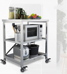 LXSEHN Serving Trolley, Kitchen Trolley, 3-Tier All-Purpose Trolley, Parking Brake, Shelf, Stainless Steel Trolley with Wheels for Kitchen, Office, Laundry Room (Size : 60 x 45 x 80 cm)
