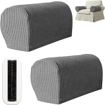 YDAKGUEY 3 tk komplekt 2 Stretchy Armrest Chair Covers, libisemisvastane m&ouml;&ouml;bli kaitsja koos 1 Roll Sticky Brush, Armrest Covers Set diivanitooli diivanitoolile (helehall)
