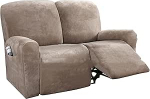 Recliner Loveseat Slipcover, 6i pakett Dual Recliner Diivan Covers 2-Seater Dual Reclining Loveseat Diivan, Stretch m&ouml;&ouml;bli kaitsja valmistatud pehme sametist (Taupe, Loveseat)