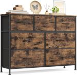 SONGMICS sahtlikapp 7 riidest sahtlitega hoiukapp terasest MDF mittekootud kangast magamistuba koridor elutuba Vintage pruun tint must LGS323BH04