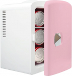 iTOMA 4-liitrine minijahuti ja soojendaja, 6-kanali kaasaskantav jahuti - kompaktne k&uuml;lmik toidu, tualett-tarvete, kontorilaudade, auto, AC/DC voolu&uuml;hendus, roosa K4106MTPK