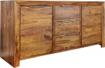 Invicta Interior Solid Design Sideboard Pure Sheesham Wood Stone Finish 135 cm Sideboard kapp elutuba