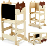 labebe Montessori &otilde;ppetorn alates 1 aastast (92 x 38,5 x 42 cm), kokkupandav Montessori &otilde;ppetorn, 3-in-1 Montessori &otilde;ppetorn lastele koos teadetetahvlitega alates 1 aastast Puidust materjalist valmistatud