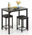 GIANTEX Baarilaud koos baaritooliga komplekt, baarilaud, k&ouml;&ouml;k, k&ouml;&ouml;gitool, k&ouml;&ouml;gitool, pehmendustega s&ouml;&ouml;gikomplekt 2 inimesele, s&ouml;&ouml;gilaud k&ouml;&ouml;gilaud, s&ouml;&ouml;gitoa laud, marmorist v&auml;limus, s&ouml;&ouml;gitoa komplekt, s&ouml;&ouml;gitoa komplekt