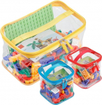 Selge PVC m&auml;nguasjade hoiukotid kaane ja k&auml;epidemega (12 x 7,8 x 7 tolli), v&auml;rvilised korrastavad konteinerid t&otilde;mblukuga, topelt t&otilde;mblukuga, t&auml;ringuklotsid, lauam&auml;ngude korraldaja