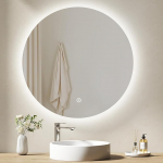 EMKE 800 mm &uuml;mmargune vannitoa peegel LED-valgustusega, taustavalgustusega LED-vannitoa peegel, seinale paigaldatav, nutikas peegel 6000K, timmitav, m&auml;lufunktsioon, puutetundlik juhtimine, karastatud klaas, IP44