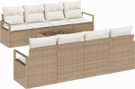 vidaXL Diivan Set mit Kissen 7 tk Beige und Creme Poly Rattan, Moderner Garten- und Terrassen-Sofaset, UV-best&auml;ndige Materialien, robuste Outdoorm&ouml;bel, praktische Sitzkollektion