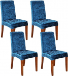 Stretch toolikatted, pehme purustatud sametist toolikate hotelli, s&ouml;&ouml;gitoa, tseremoonia, banketi, pulmapeo jaoks, sinine, 4 komplektis