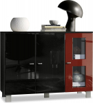 Vladon Denjo Sideboard, Made in Germany, 3-ukseline kapp, matt must / k&otilde;rgl&auml;ikega must / Bordeaux k&otilde;rgl&auml;ikega (107 x 81 x 35 cm)