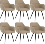 S&ouml;&ouml;gitoa toolid 6-st Beež - linasest kangast polsterdatud toolid k&auml;etugedega ja ergonoomilise seljatoega - mugavad k&ouml;&ouml;gitoolid pehme katte ja tugevate metalljalgadega s&ouml;&ouml;gituppa ja elutuppa