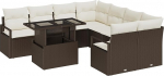 Model3357531 9-osaline aia diivan komplekt koos padjaga Brown Poly Rattan Garden Lounge