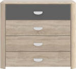 FORTE Yoop kaasaegne 4 sahtliga kapp, puidust, Sonoma tammepuidust, hall matt, laius x k&otilde;rgus x s&uuml;gavus: 93,5 x 82,4 x 41,3 cm.