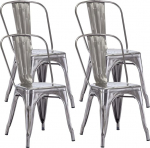 Duhome metallist bistro toolid komplekt 4 rauast s&ouml;&ouml;gitooli seljatoega, virnastatavad k&ouml;&ouml;gitoolid t&ouml;&ouml;stuslik disain, metallist