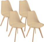 DEWINNER s&ouml;&ouml;gitoa toolid, k&ouml;&ouml;gitoolid, skandinaavia retro seljatoega, polsterdatud iste, valmistatud t&auml;ispuidust p&ouml;&ouml;gist (beež, komplekt 4)