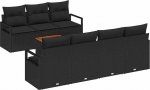 8-teiliges Garten-Sofa-Set mit Kissen Schwarz Poly Rattan Akazie, 2-Sitzer Garten-Sofa mit Kissen Schwarz Poly Rattan Gartenlounge Model3347667