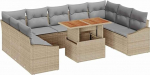 10-osaline aia diivan komplekt koos padjadega Beige Poly Rattan Lounge Diivan Outdoor Model3358618