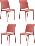 Tomaino - Plastikust k&ouml;&ouml;gitoolid sise- ja v&auml;litingimustes kasutamiseks - komplekt 6 virnastatavat tooli elutuppa, aeda, terrassile, r&otilde;dule, moodsad pol&uuml;prop&uuml;leenist toolid (4, punane)