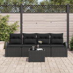 5-osaline aia diivan komplekt pehmendusega Black Poly Rattan, 2 istekohaga aia diivan hoiuruumiga & padi Black Poly Rattan Garden Lounge Model3354582